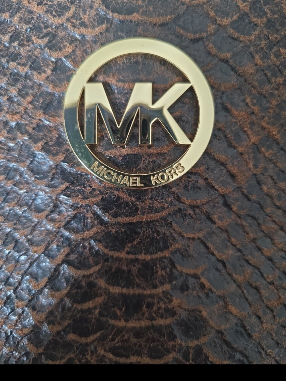 Michael Kors Brown Mocha Snake-Embossed Leather Wristlet - Picture 4 of 10